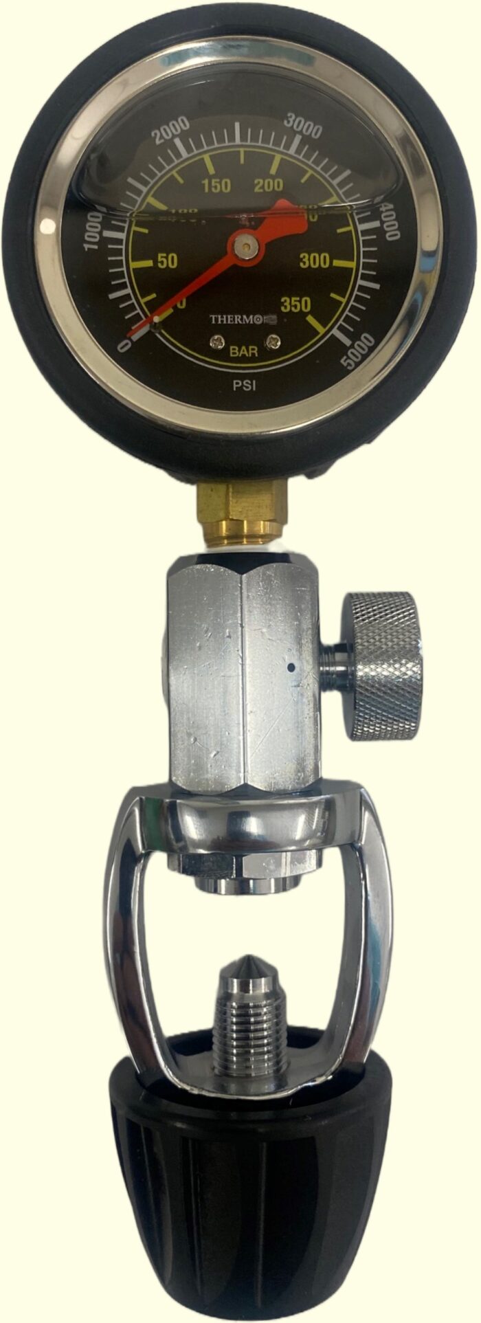A pressure gauge close-up for SCUBA verification
