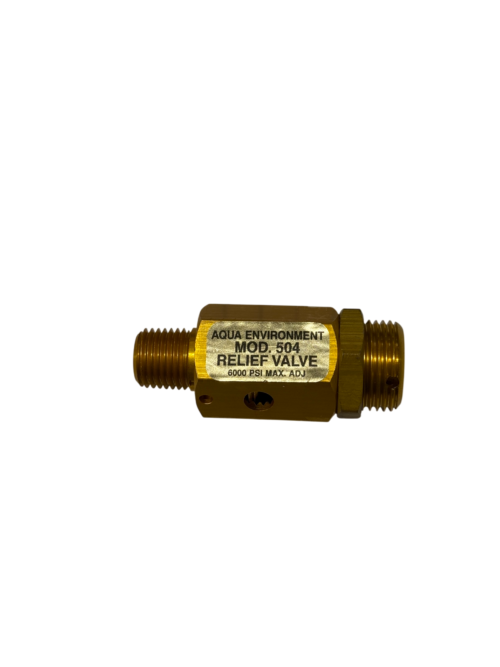 Aqua Environment Model 504 adjustable high-pressure relief valve, 6000 PSI max, 1/4-inch NPT brass body